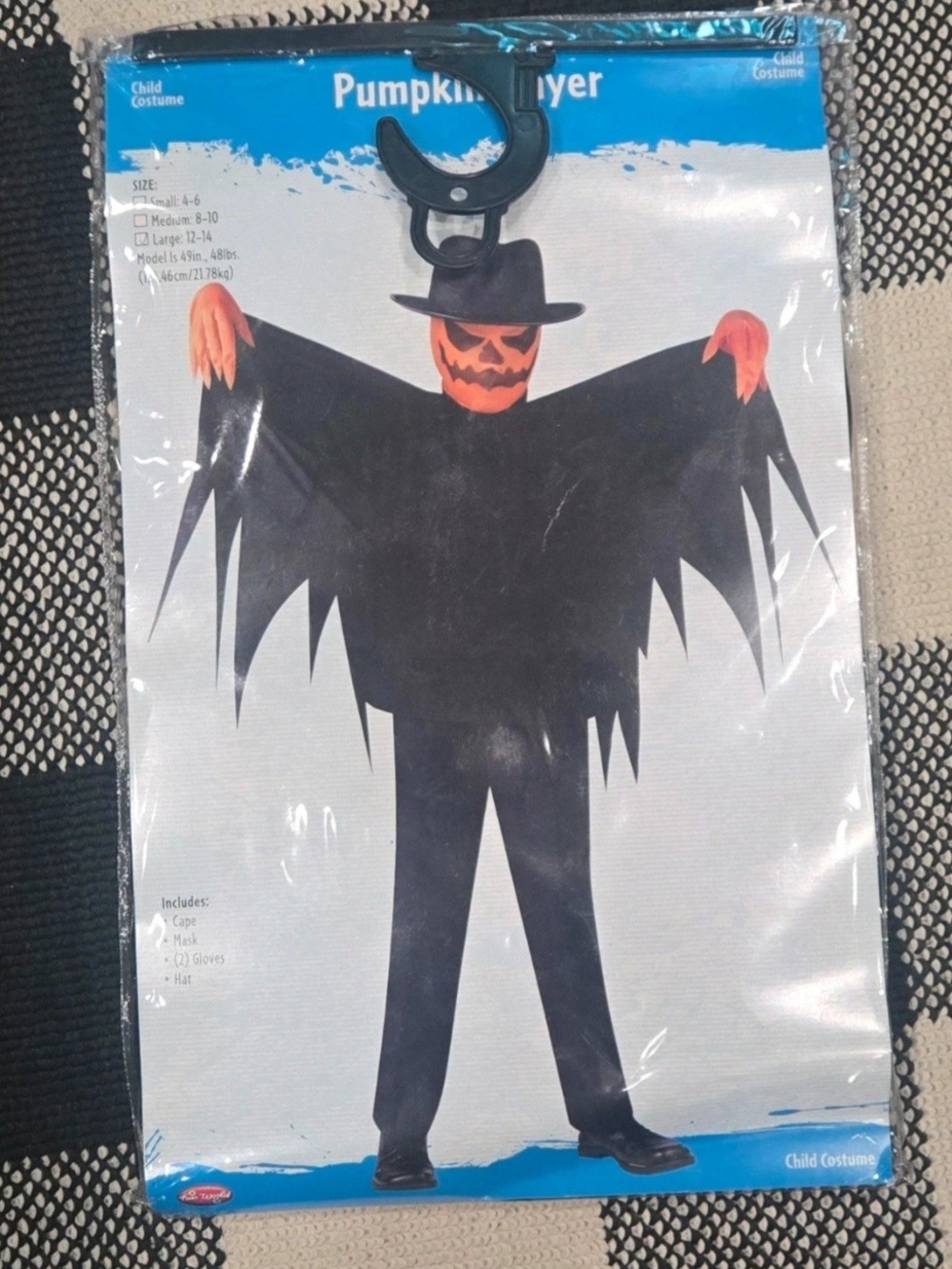 Pumpkin Slayer Reaper Childrens Large Costume - Black and Orange 12-14